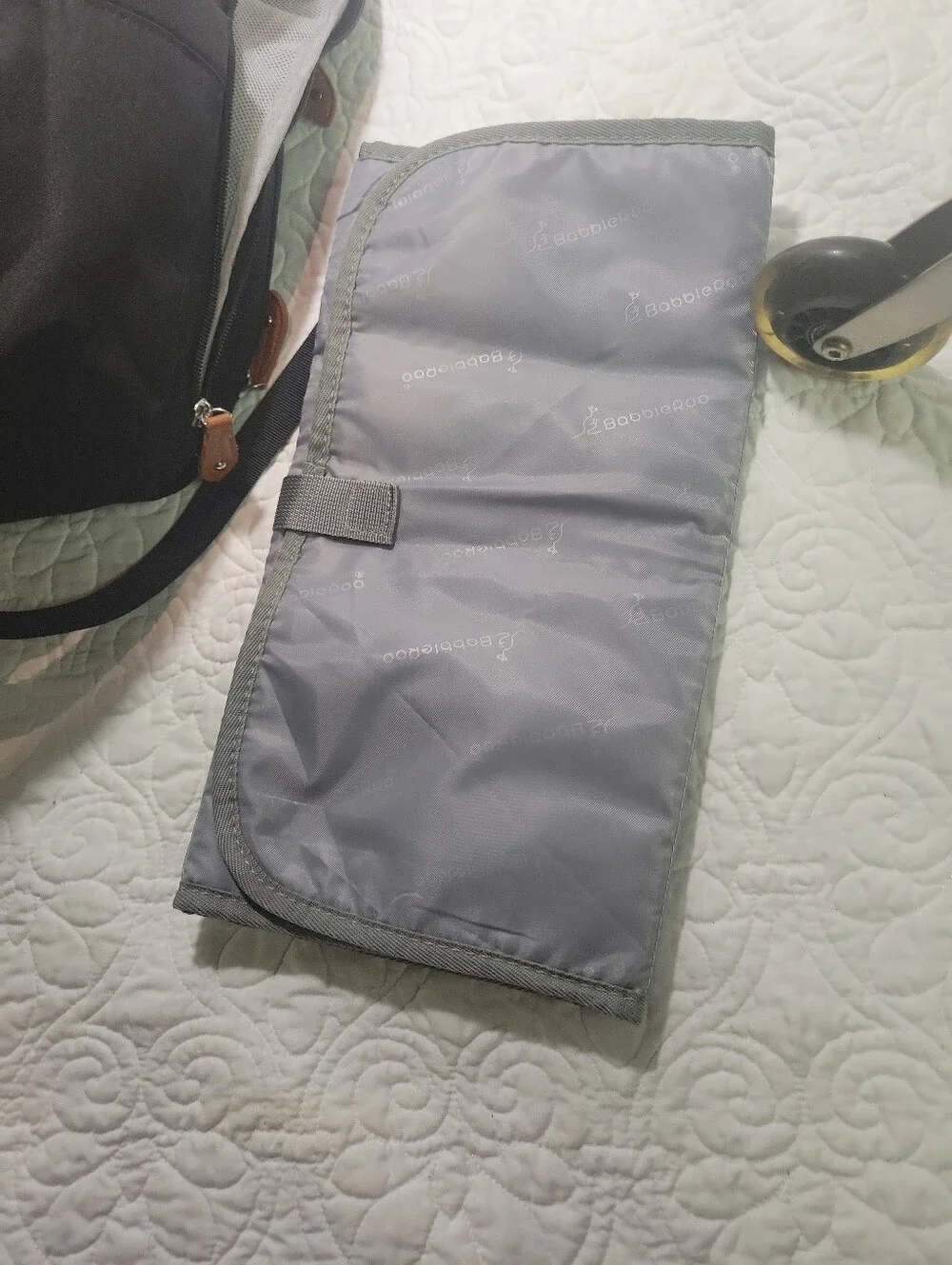 Black Quilted Backpack with Tan Accents